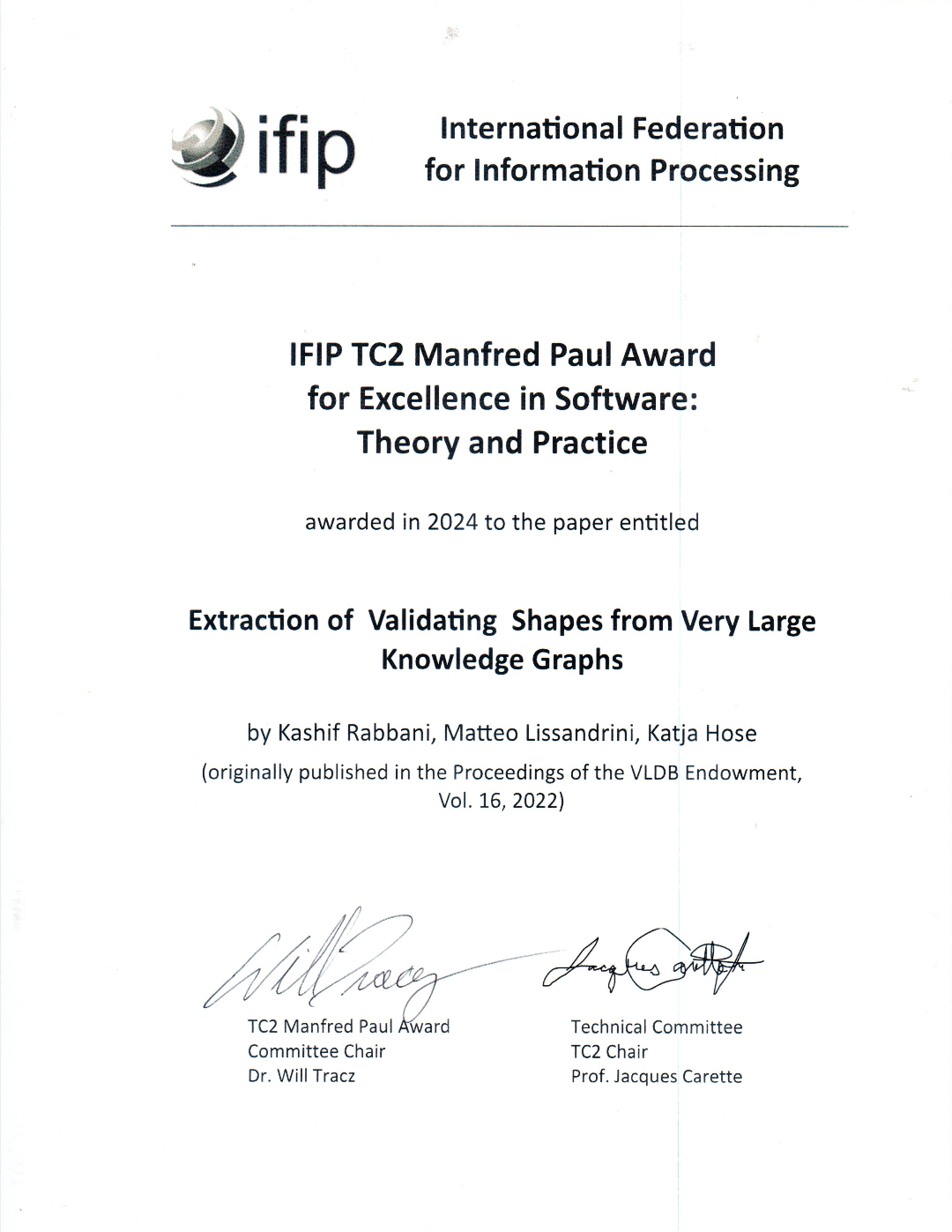 IFIP TC2 Award