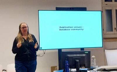 Katja discussing scientific publishing